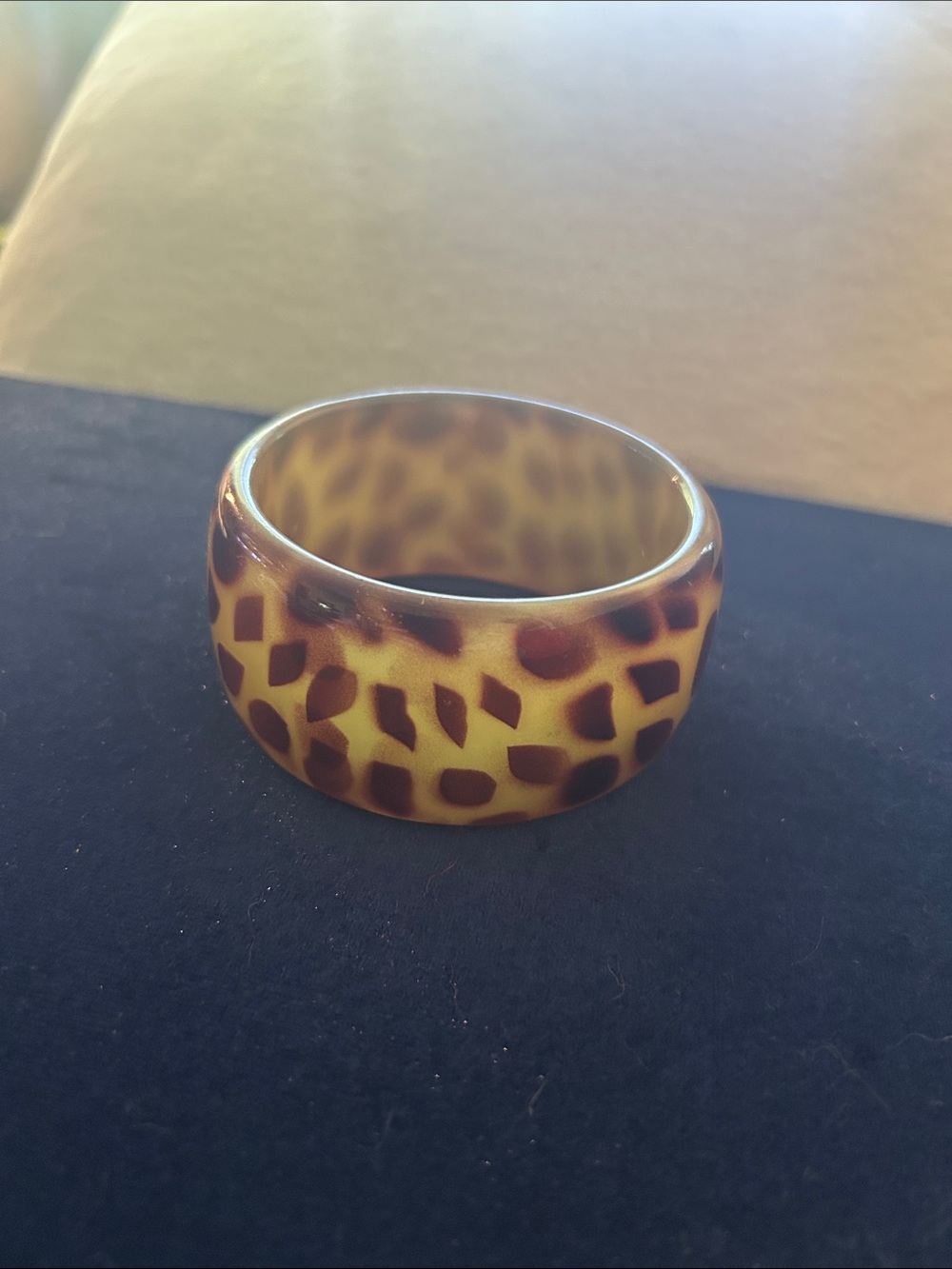 Leopard Print Wide Bangle Bracelet - Yellow Brown
